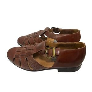 Stacy Adams Men’s 9.5M Brown Woven Leather Fisherman Sandals Buckle Dress Casual